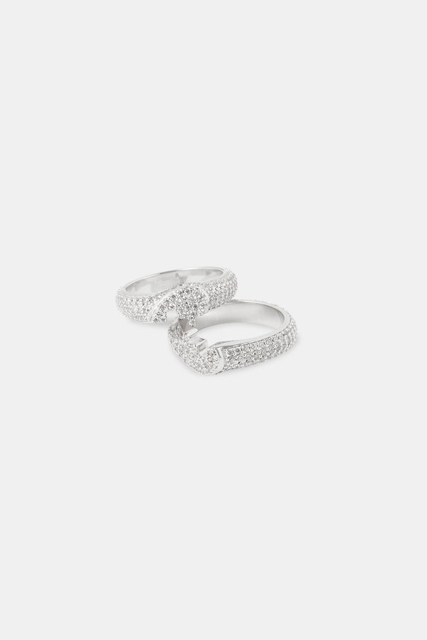 Womens Iced Connecting Heart Ring