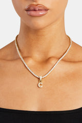 Iced Mini Bubble Pendant & Tennis Chain - Gold 3mm