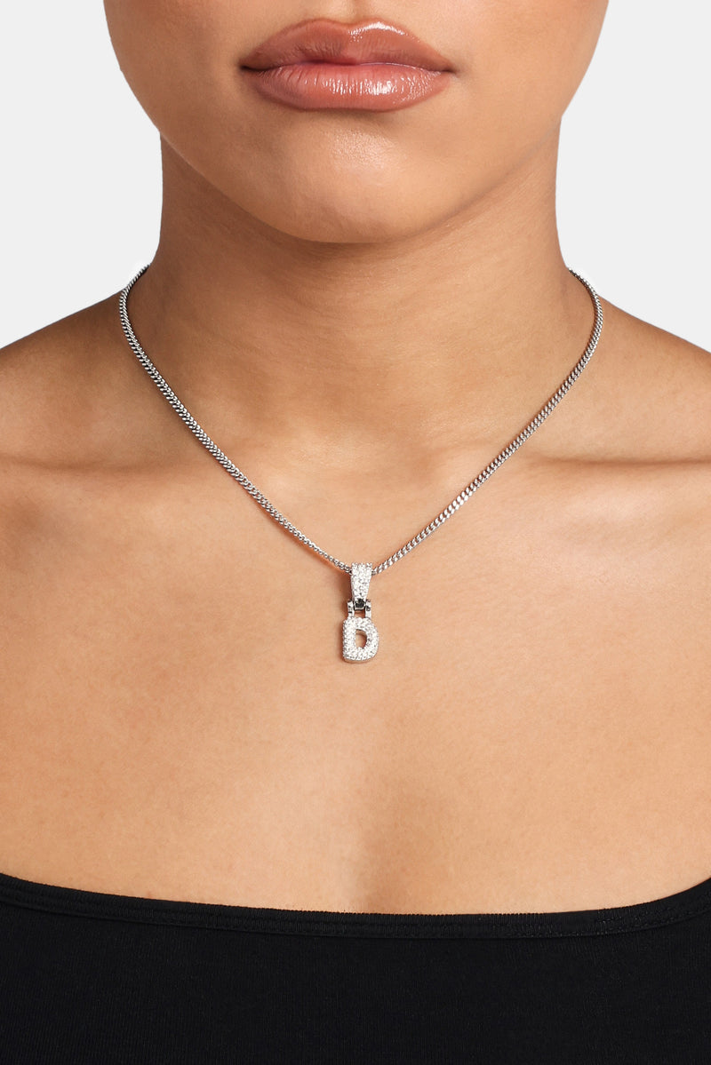 Iced Mini Bubble Pendant & Micro Cuban Chain - White