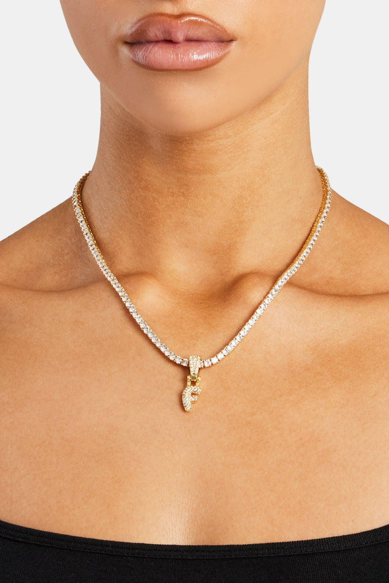 Iced Mini Bubble Pendant & Tennis Chain - Gold 3mm