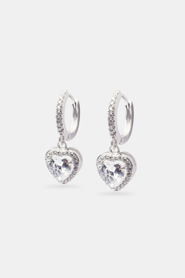 Heart Drop Earrings - White