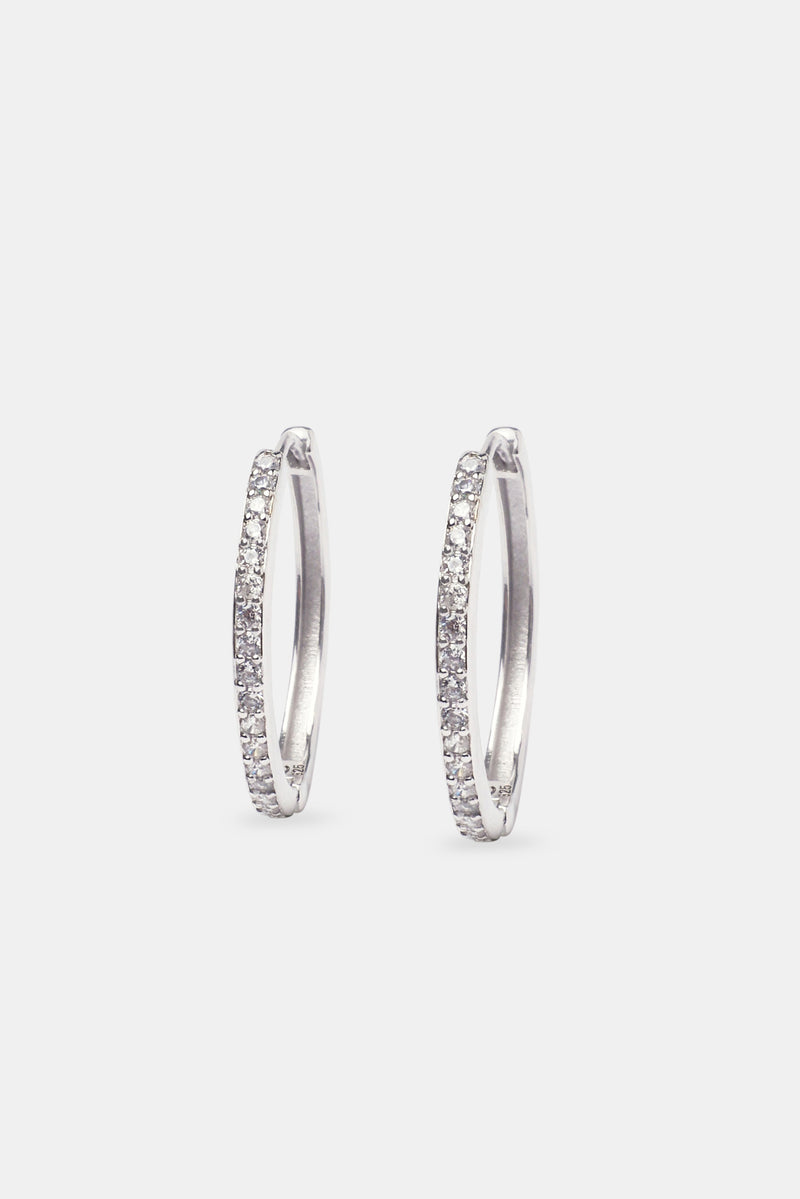 Tennis Hoop Earrings - White