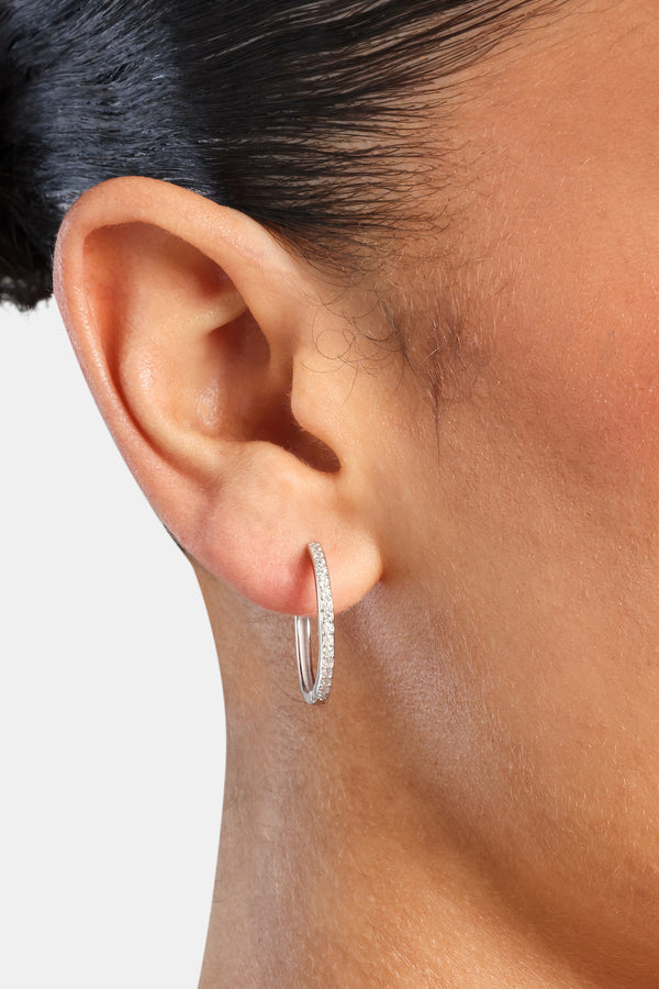 Tennis Hoop Earrings - White