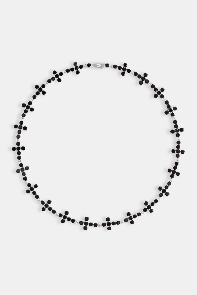 Iced Repeat Black Cross Choker