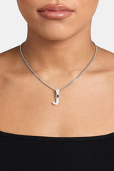 Iced Mini Bubble Pendant & Micro Cuban Chain - White