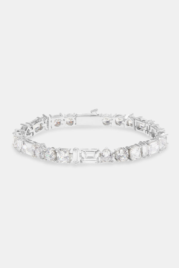 Mixed Shape Tennis Bracelet - White