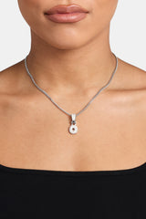 Iced Mini Bubble Pendant & Micro Cuban Chain - White