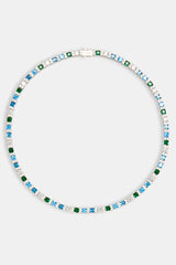 Iced Baguette Tennis Chain - Blue Green