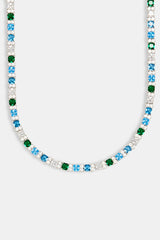 Iced Baguette Tennis Chain - Blue Green