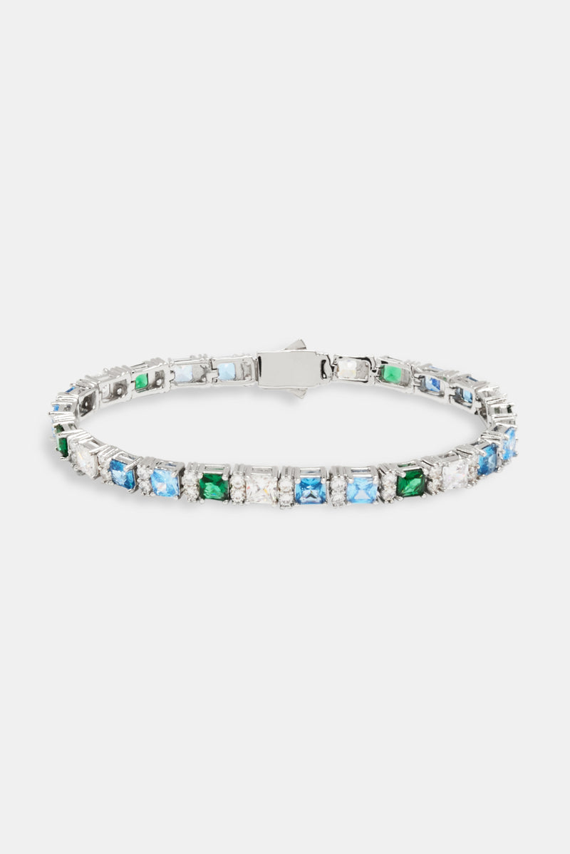 Baguette Tennis Chain & Bracelet Bundle - Blue Green