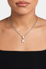 Iced Mini Bubble Pendant & Micro Cuban Chain - White