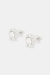 Round Baguette Cluster Stud Earrings - 9mm