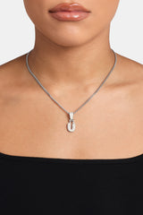 Iced Mini Bubble Pendant & Micro Cuban Chain - White