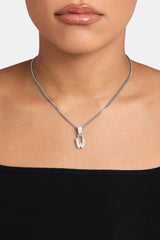 Iced Mini Bubble Pendant & Micro Cuban Chain - White