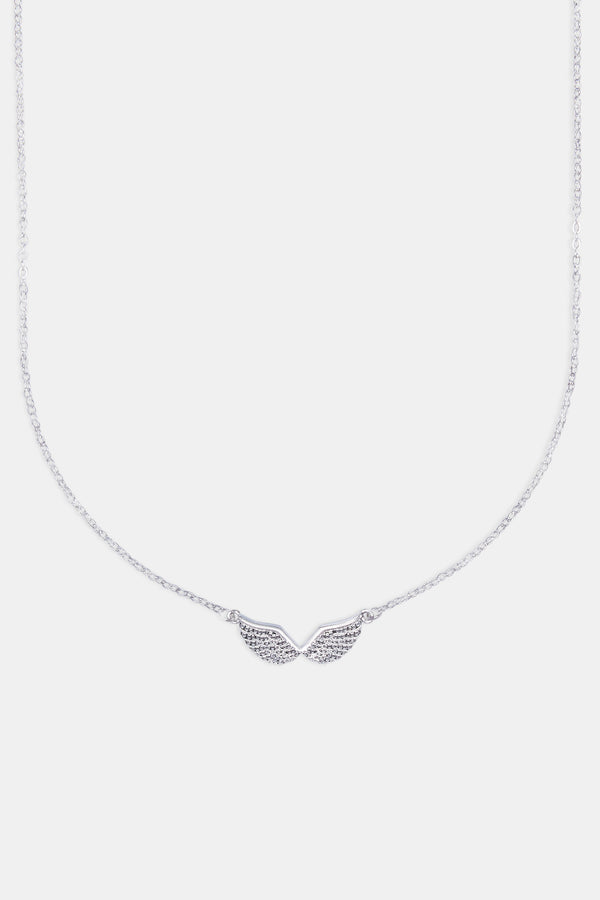 Polished Angel Wings Necklace - White