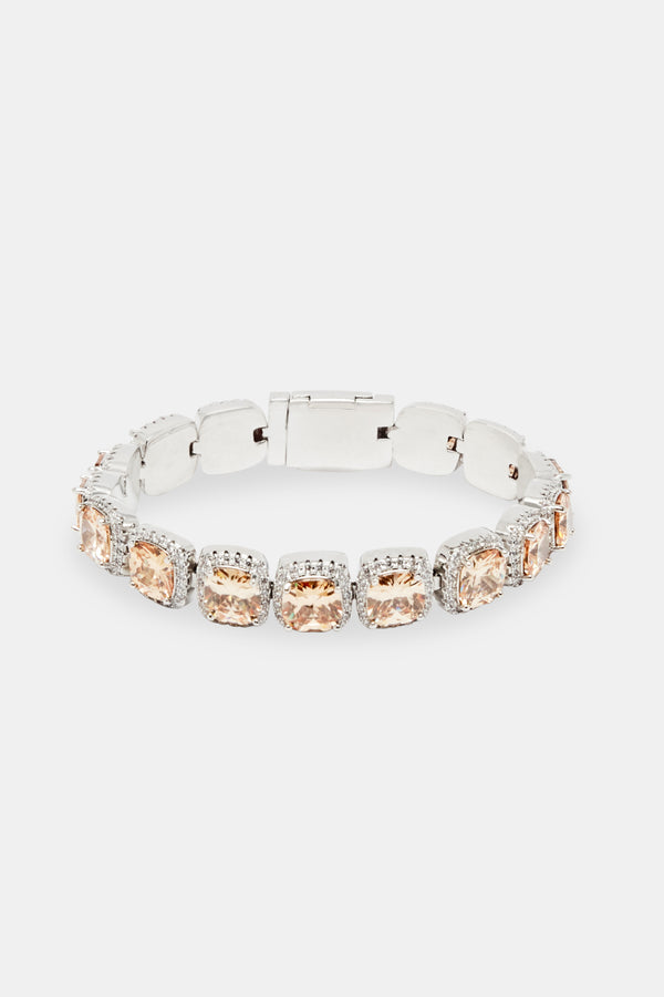 Iced Square Cluster Bracelet - Champagne