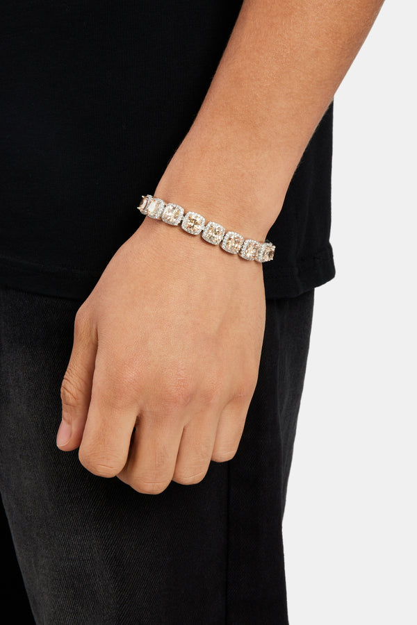 Iced Square Cluster Bracelet - Champagne