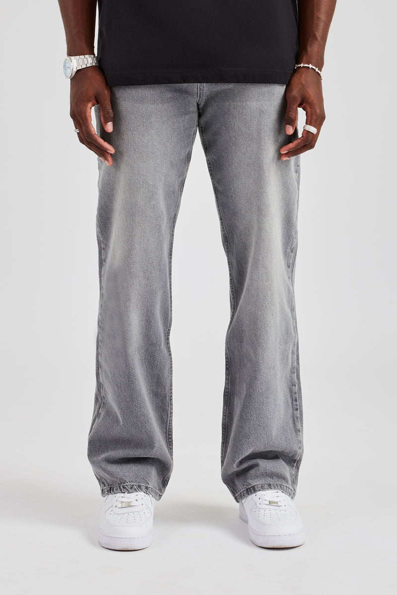 Mens Relaxed Fit Jeans - Washed Grey