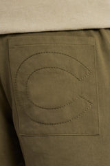 Text Panelled Shorts - Khaki