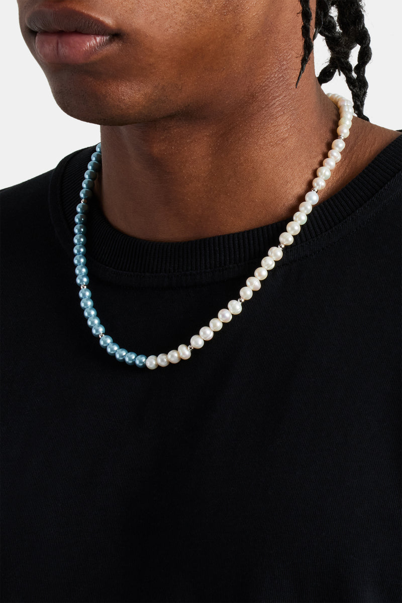 Freshwater Pearl & Blue Pearl Necklace