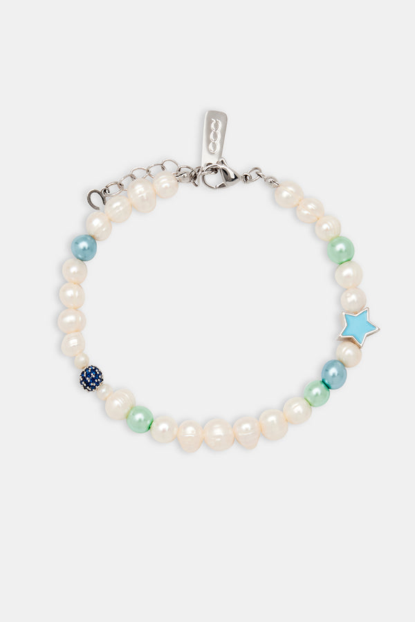 Freshwater Pearl Blue Star Motif Bracelet