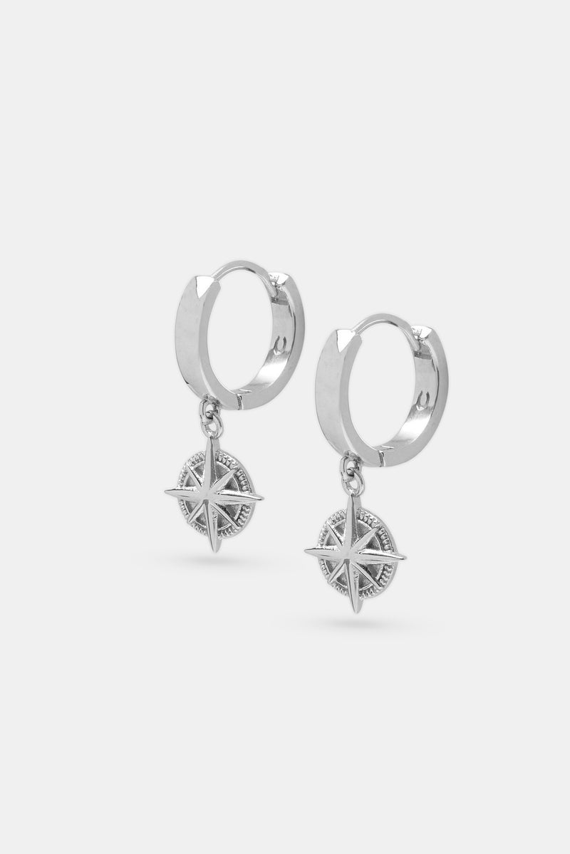 Polished Compass Huggie Earrings