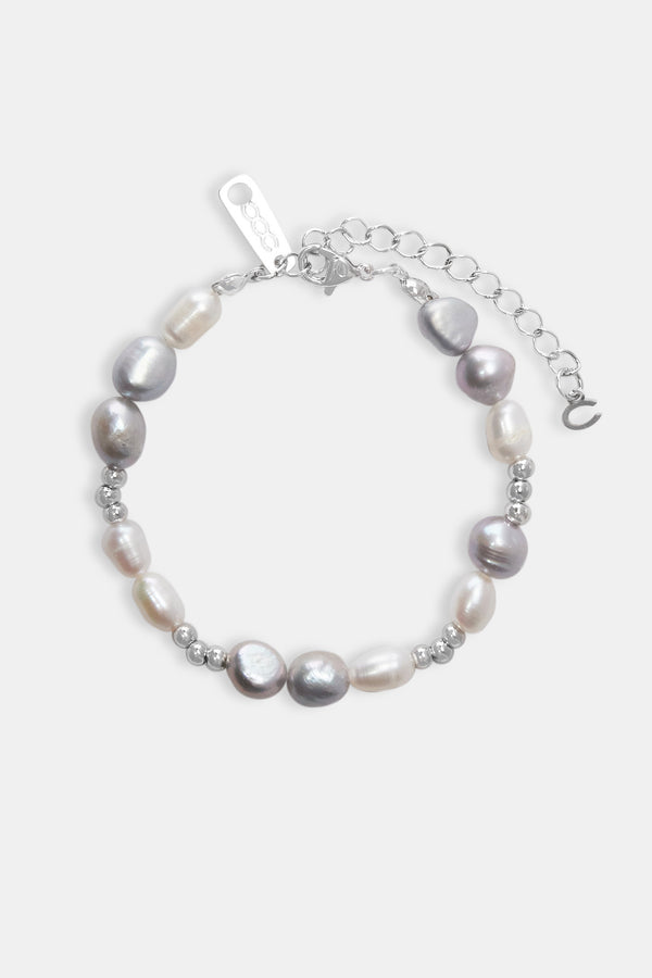 Metallic Freshwater Pearl Bracelet - White