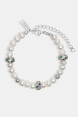 Freshwater Pearl & Multi Iced Ball Bracelet