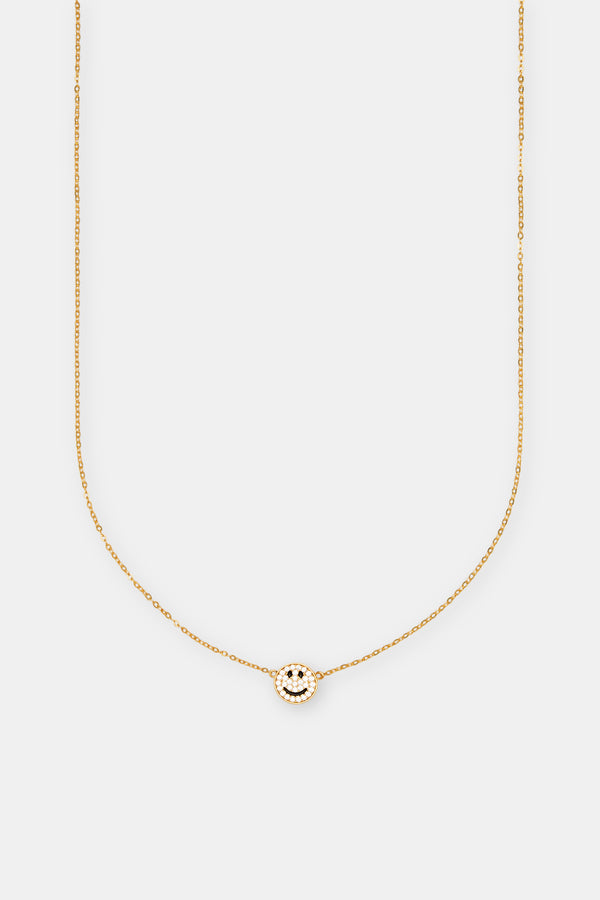 Iced Happy Face Motif Necklace