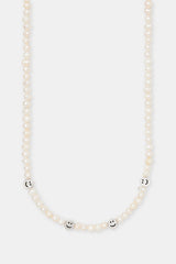 Iced Happy Face Pearl Necklace - 6mm