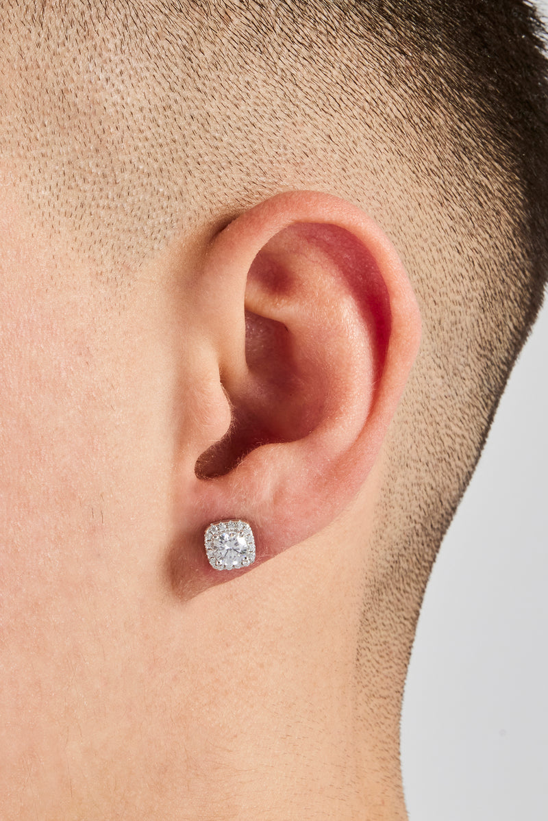 7mm Iced Cluster Stud Earrings