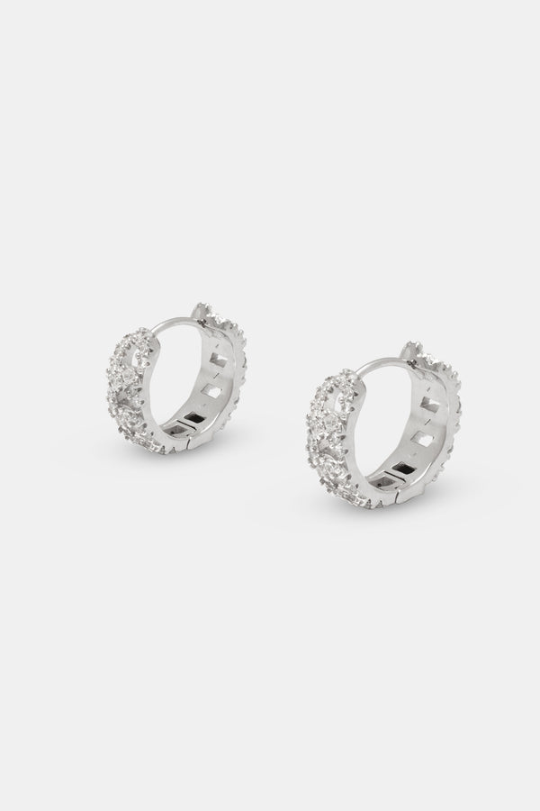 Iced Cuban Hoop Earrings - White