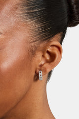 Iced Cuban Hoop Earrings - White