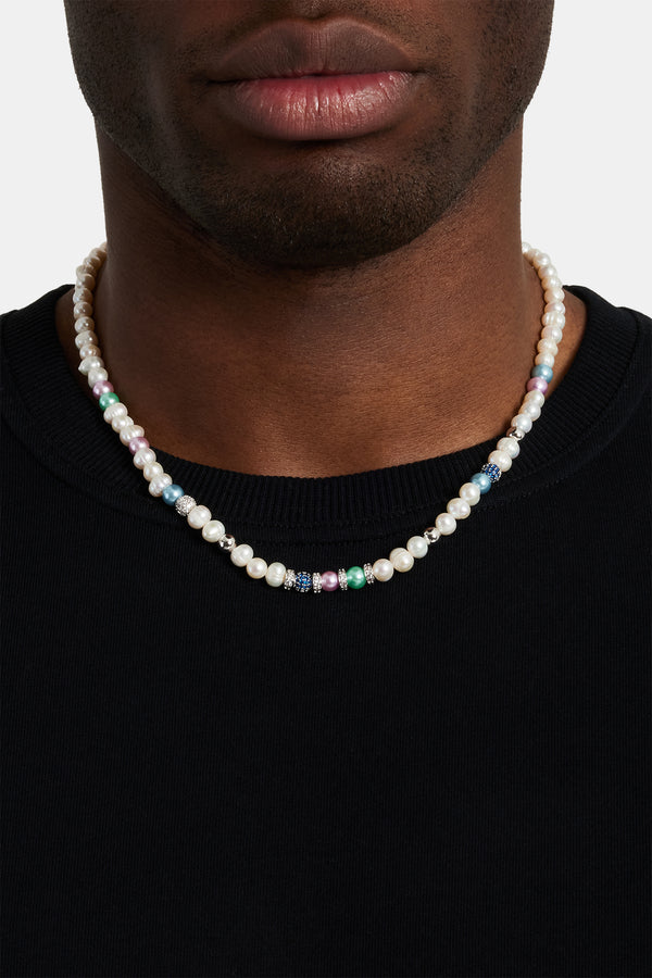 Mixed Colour Bead & Ice Freshwater Pearl Necklace