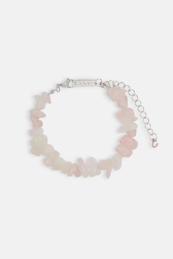 Rose Quartz Shard Bead Bracelet - White