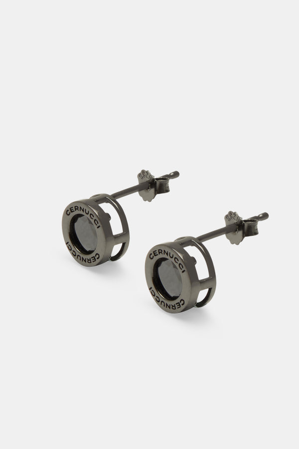 Circular Cernucci Stud Earrings - Black