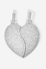 Iced Connecting Heart Pendant - Clear