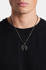 Iced Connecting Heart Pendant - Black