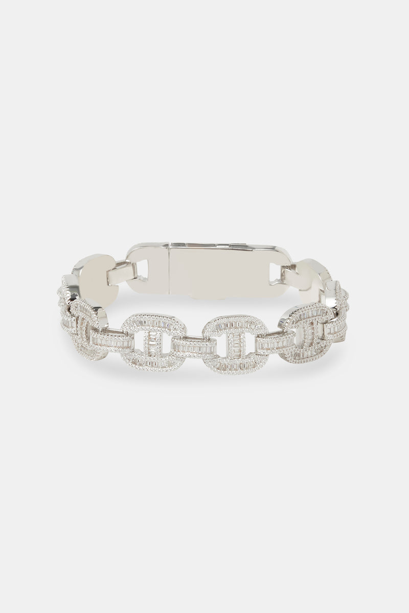 Chunky Iced Baguette Link Bracelet - 14mm