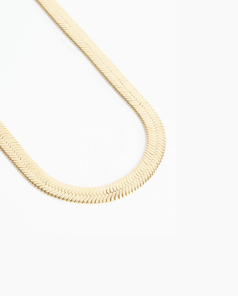 10mm Flat Snake Chain - Gold