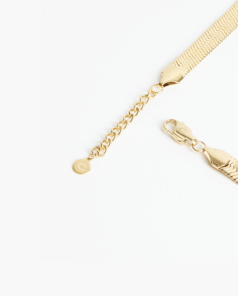 10mm Flat Snake Chain - Gold