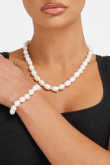 10mm Rice Pearl Necklace + Bracelet Bundle