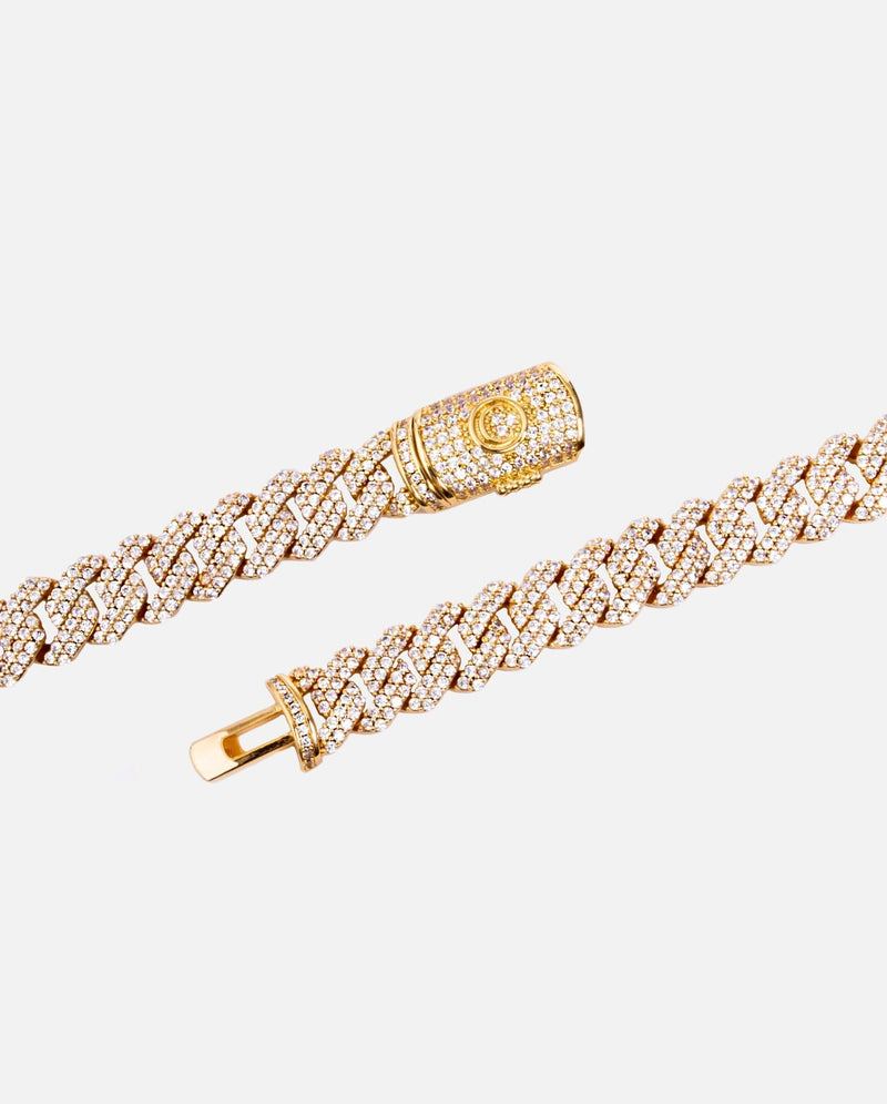 10mm Diamond Prong Link Chain - Gold - Cernucci