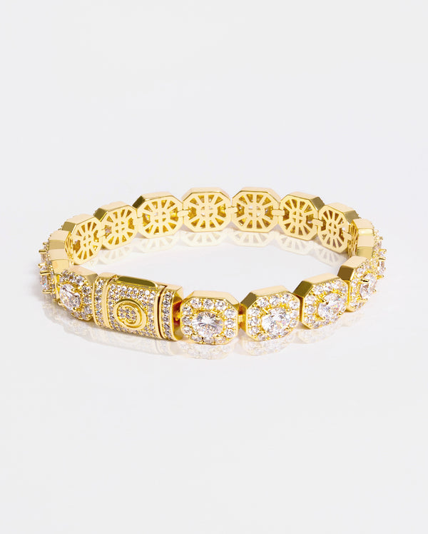 10mm Clustered Tennis Bracelet - Gold