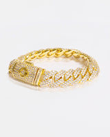 14mm Iced Prong Link Bracelet - Gold