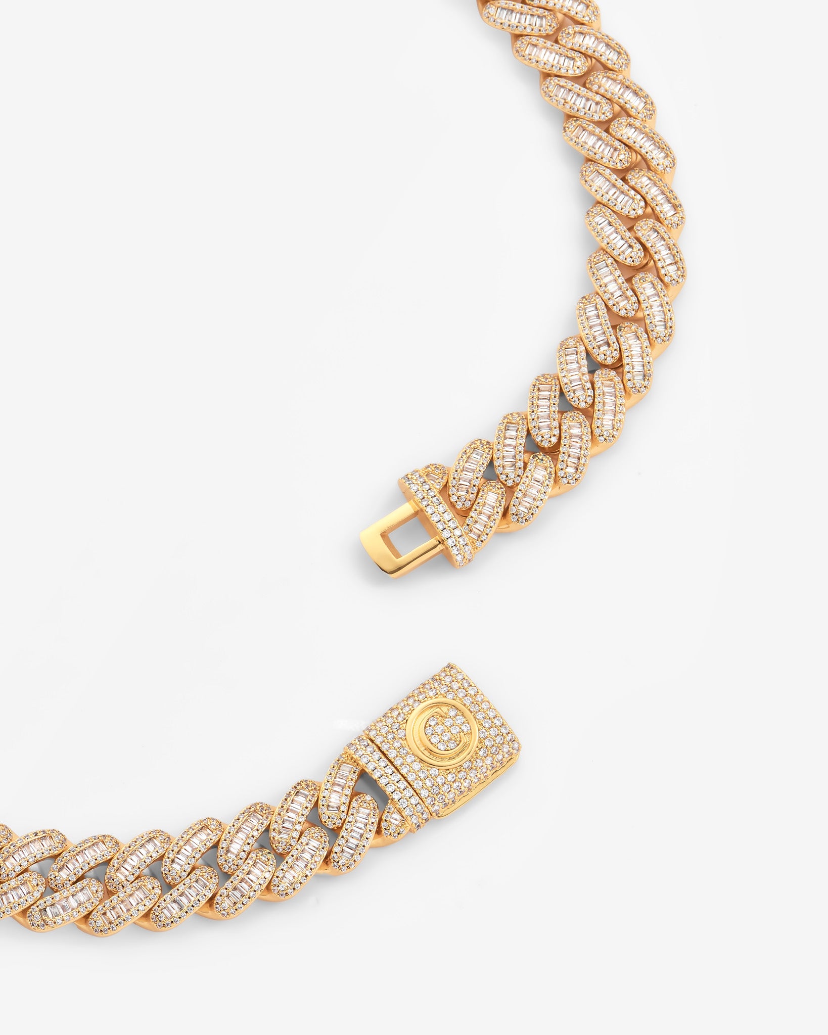 Deals GLD Men's 15mm Baguette Chain Link Necklace