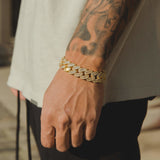 15mm Baguette Cuban Link Bracelet - Gold - Cernucci