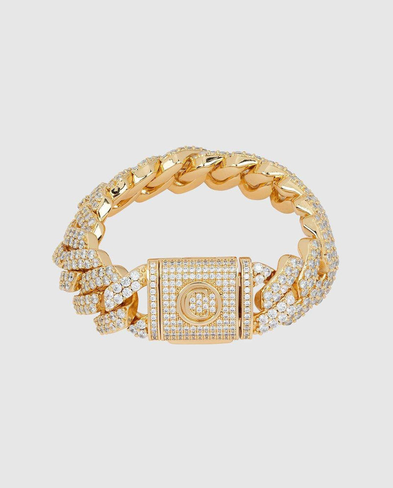 19mm Diamond Prong Link Bracelet - Gold - Cernucci