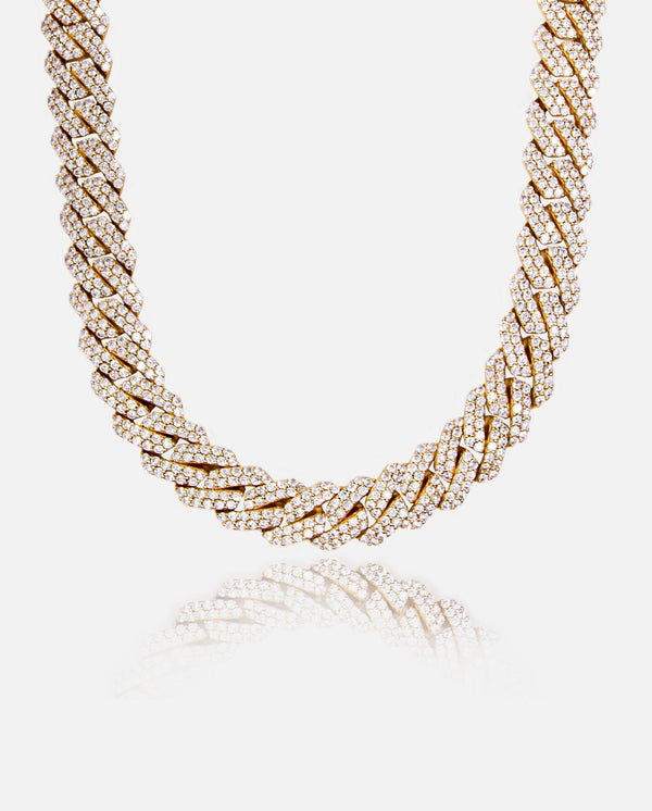 19mm Diamond Prong Link Chain - Gold - Cernucci