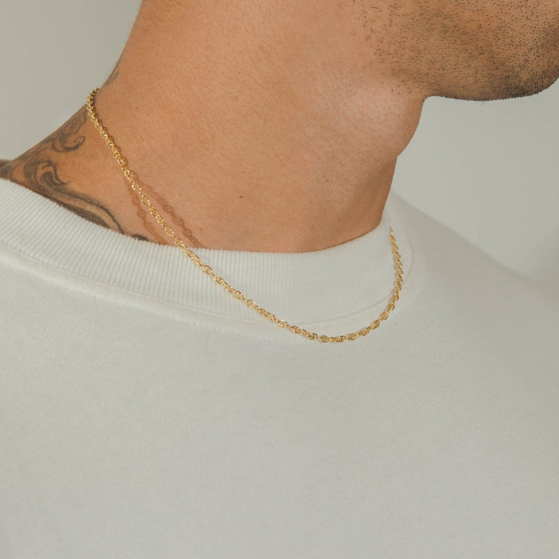 2.8mm Coffee Bean Chain - Gold - Cernucci